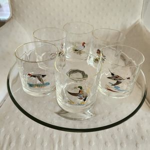 Ned Smith water fowl glasses set of 6 wavy glass 8oz. Wavy